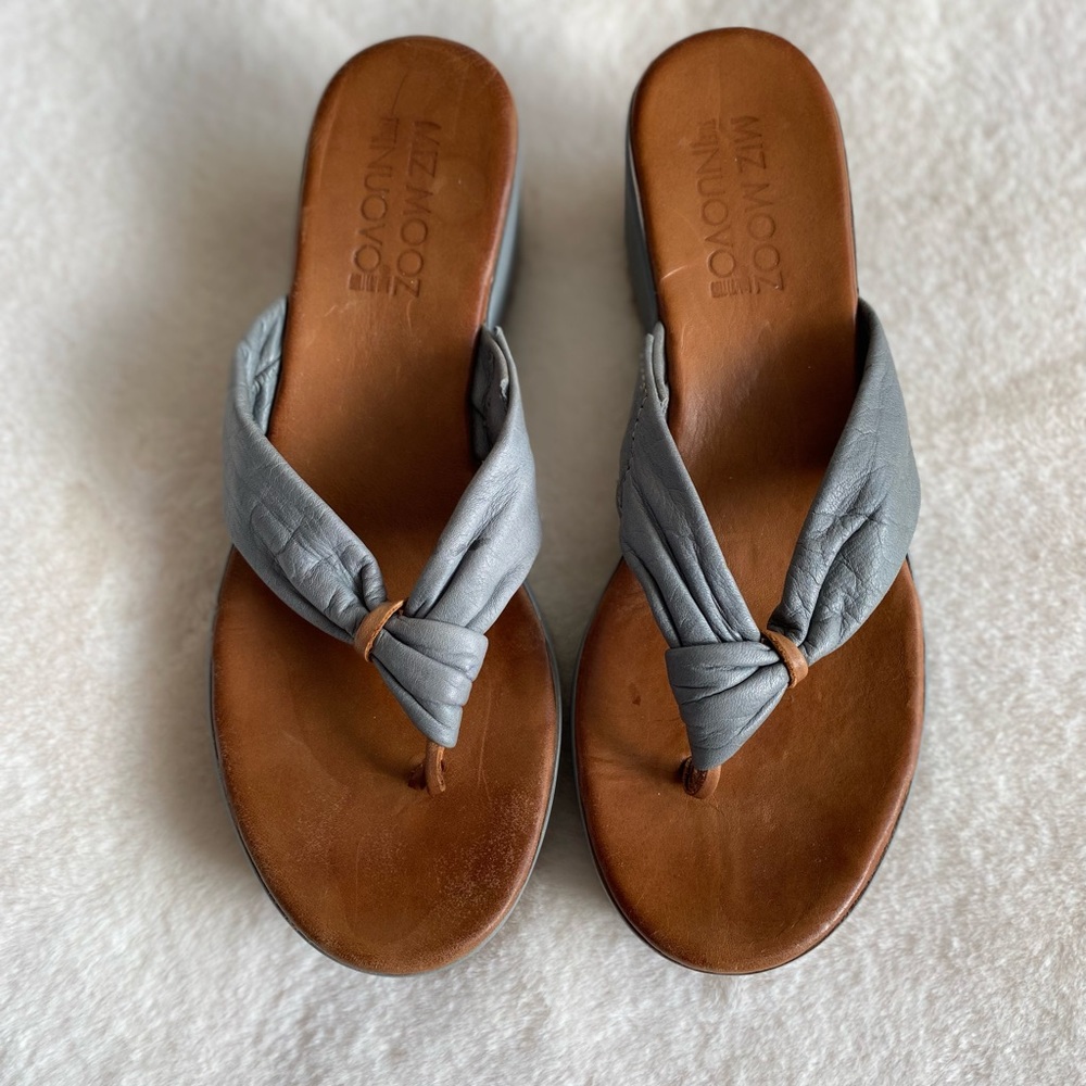 Miz Mooz leather grey and cognac platform sandals | summer | size 39